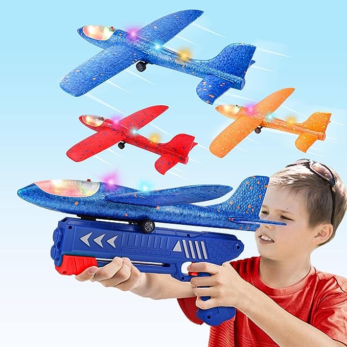 ערכת שיגור מטוסי קצף LED של 3 Pack Airplane Launcher Toy
