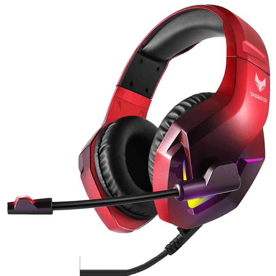 אוזניות ספארקפוקס H1 RED עם תאורת RGB מתחלפת