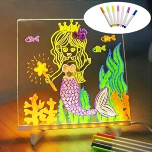 לוח אקרילי מואר לציור וכתיבה עם טושים צבעוניים